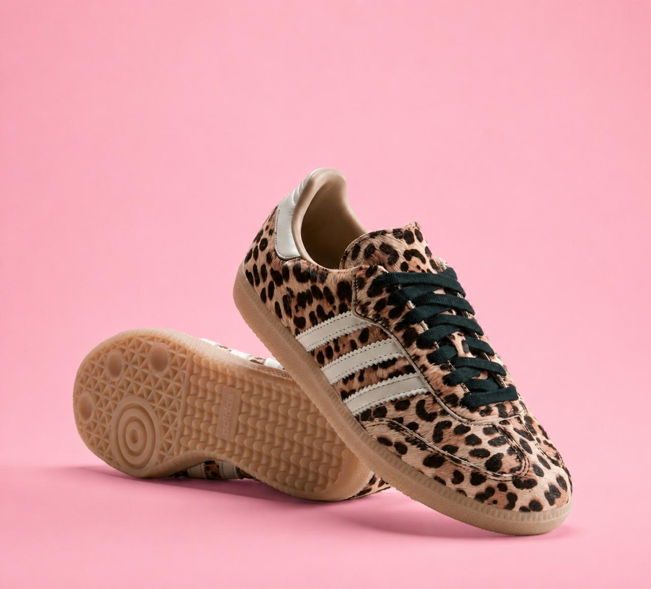 Adidas Samba - Leopard print and green laces